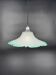 Frosted glass flower pendant with a water green edge.