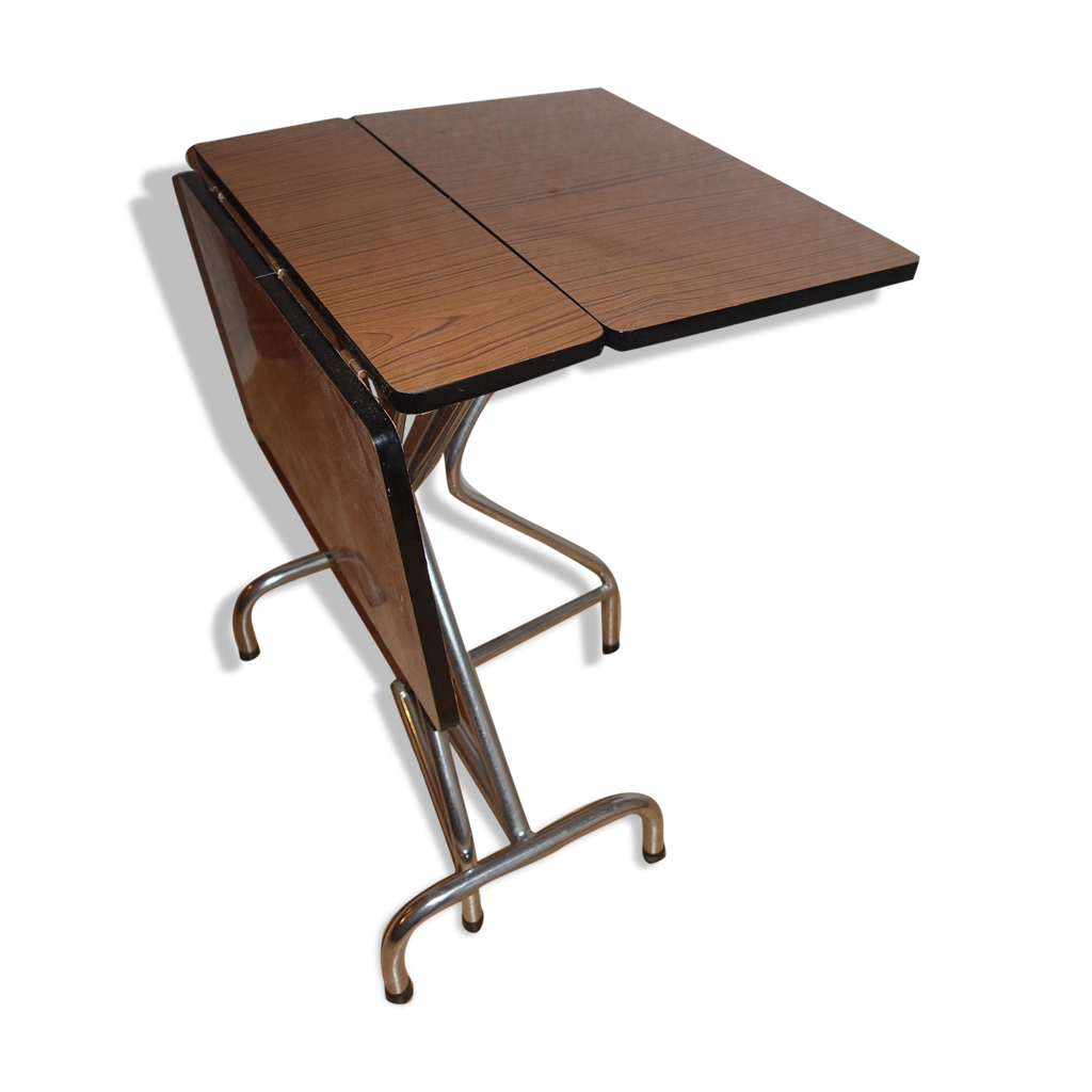 Vintage folding table in brown formica Selency