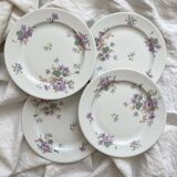 4 assiettes à dessert en porcelaine décor de fleurs Bernardaud Limoges