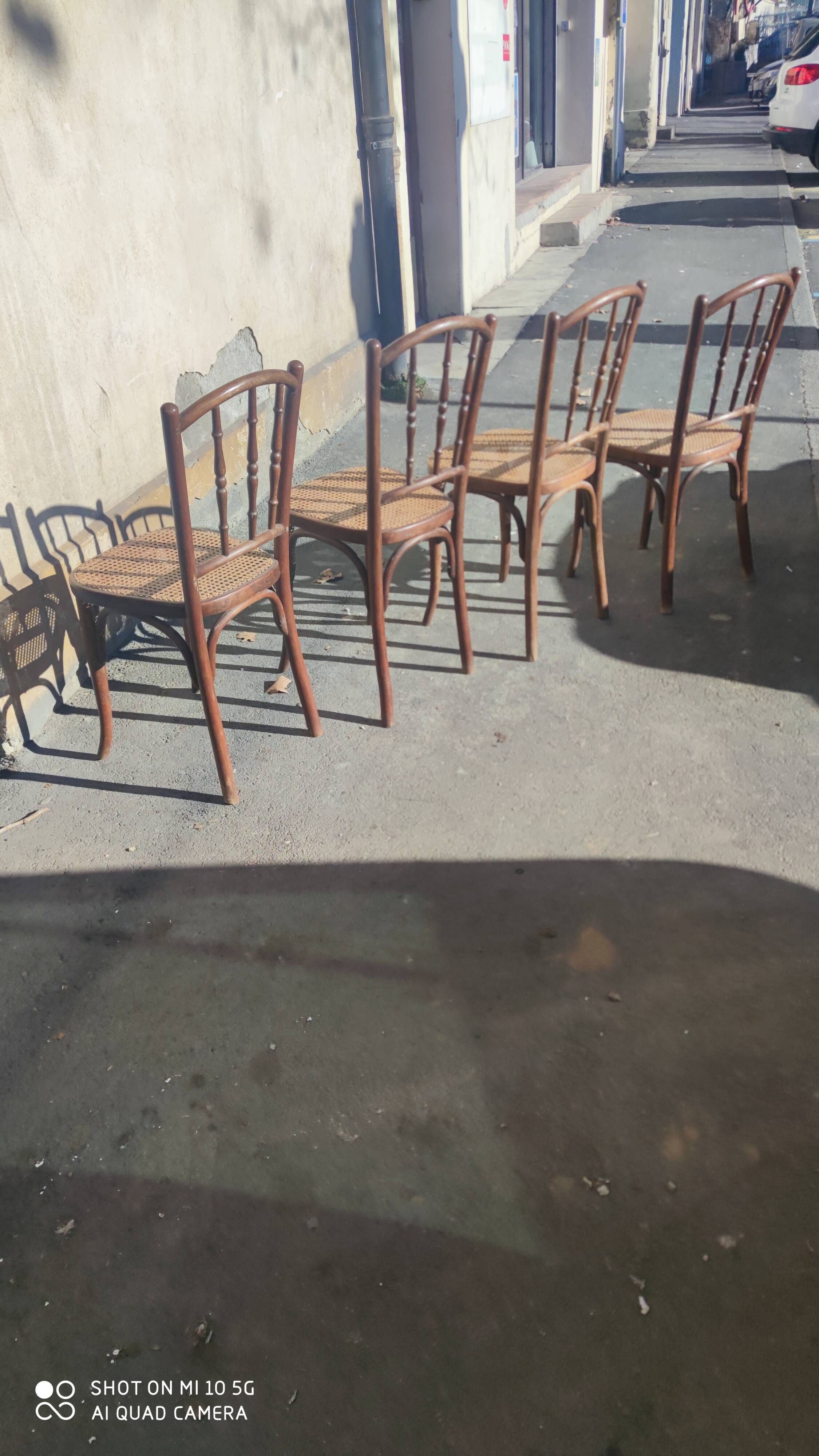 Set of 4 bistro chairs by J & J Khon, Austria, late 19th century