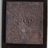Iris MIRE Bronze patinated resin wall panel with floral decoration circa 1980.