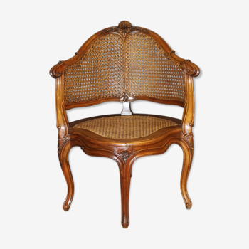 Louis XV style office armchair in walnut around 1900
