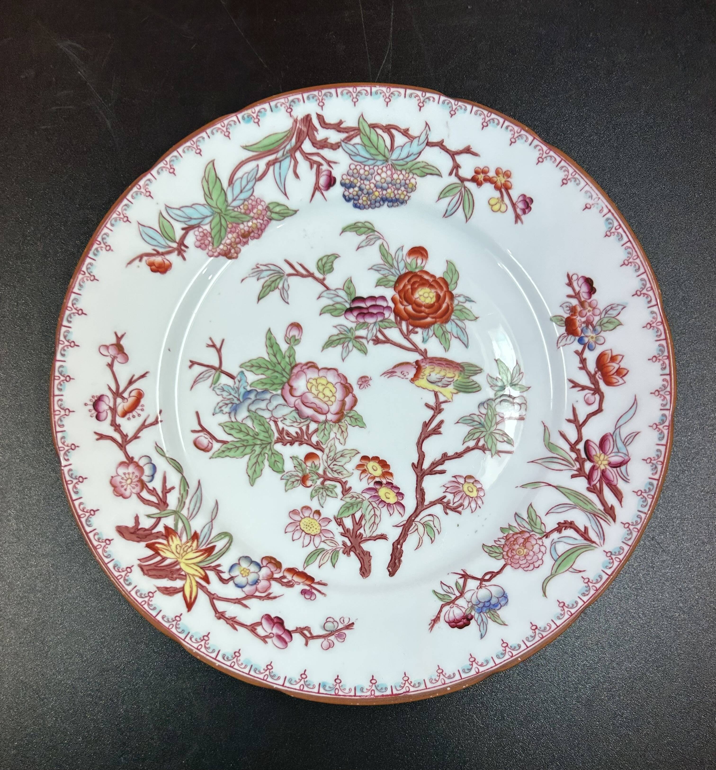 Sarreguemines Minton 252 set of 6 plates + 1 gift, 21 cm diameter