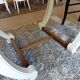 Restored oak table in natural wood and linen.