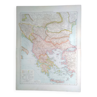 A geographical map from the Richard Andrees atlas year 1887 Balkanhalbinsel Greece