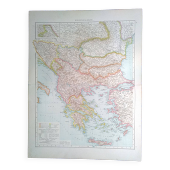 Une carte géographique issue atlas Richard Andrees année 1887 Balkanhalbinsel  Grèce