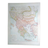 Une carte géographique issue atlas Richard Andrees année 1887 Balkanhalbinsel  Grèce