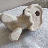 Figurine, Cat statuette, in old 20th century enameled ceramic. Animal figurine, vintage feline