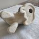 Figurine, Cat statuette, in old 20th century enameled ceramic. Animal figurine, vintage feline