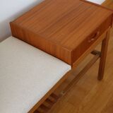 Entrance bench, Scandinavian modular telephone bench, teak, 1960