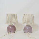 Pair of bedside lamps, rope blinds