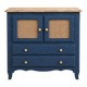 Small renovated vintage buffet in blue from Vosges, Libéron and caning – 2 doors, 2 drawers