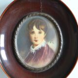Miniature portrait of a young boy, framed and under glass