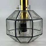 60s 70s ceiling lamp Glashütte Limburg Germany glass & brass Space Age