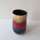 Ceramic vase with yellow, red and blue pattern - Vintage