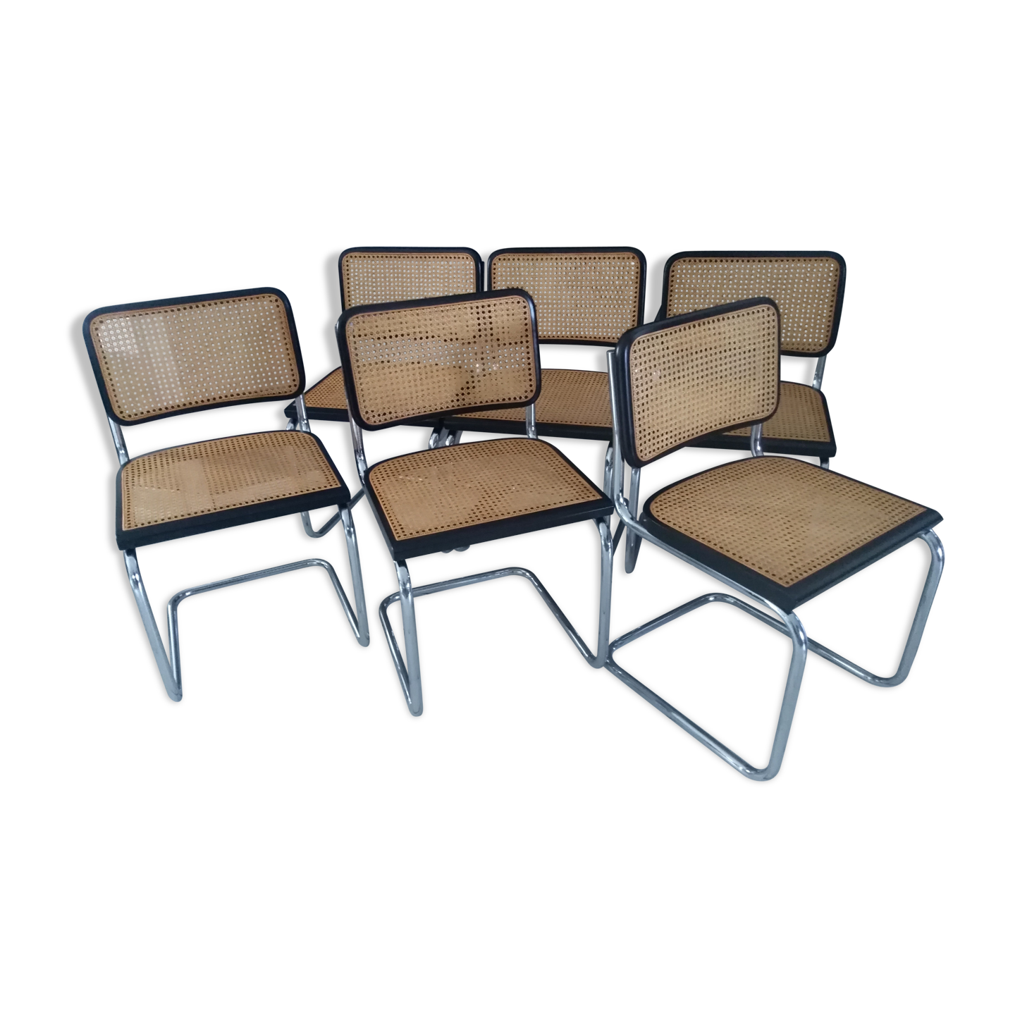 Suite de 6 chaises Cesca B32 par Marcel Breuer vintage années 1990