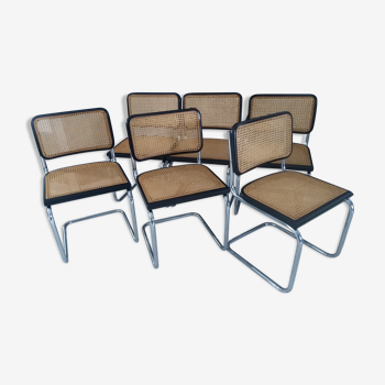 Suite of 6 hairs Cesca B32 chairs by Marcel Breuer vintage 1990s