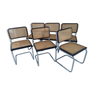 Suite of 6 hairs Cesca B32 chairs by Marcel Breuer vintage 1990s
