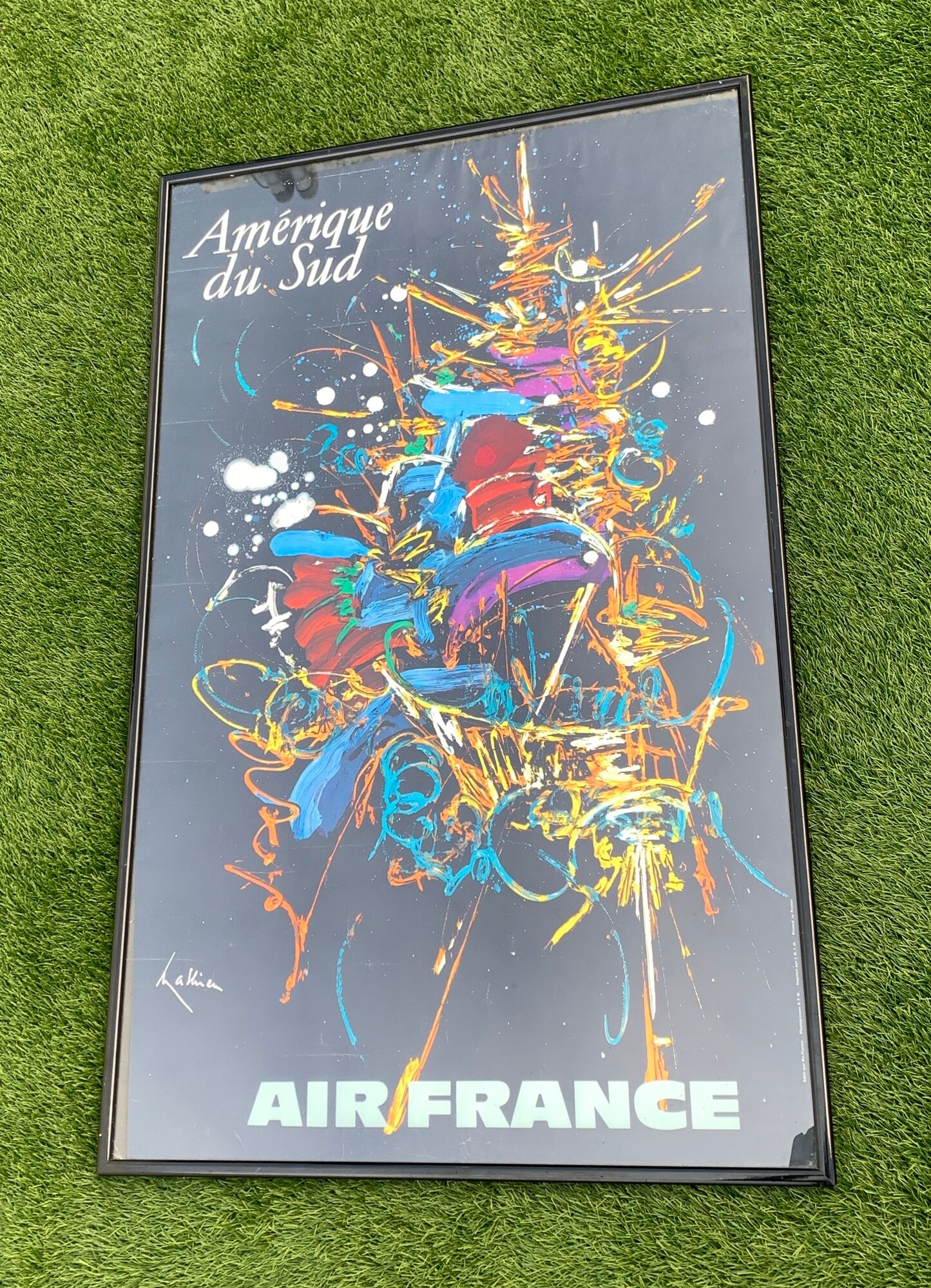Framed advertising poster Air France by Georges Mathieu, South America, 1967