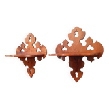 Pair of shelves late nineteenth century in solid walnut style Gothic