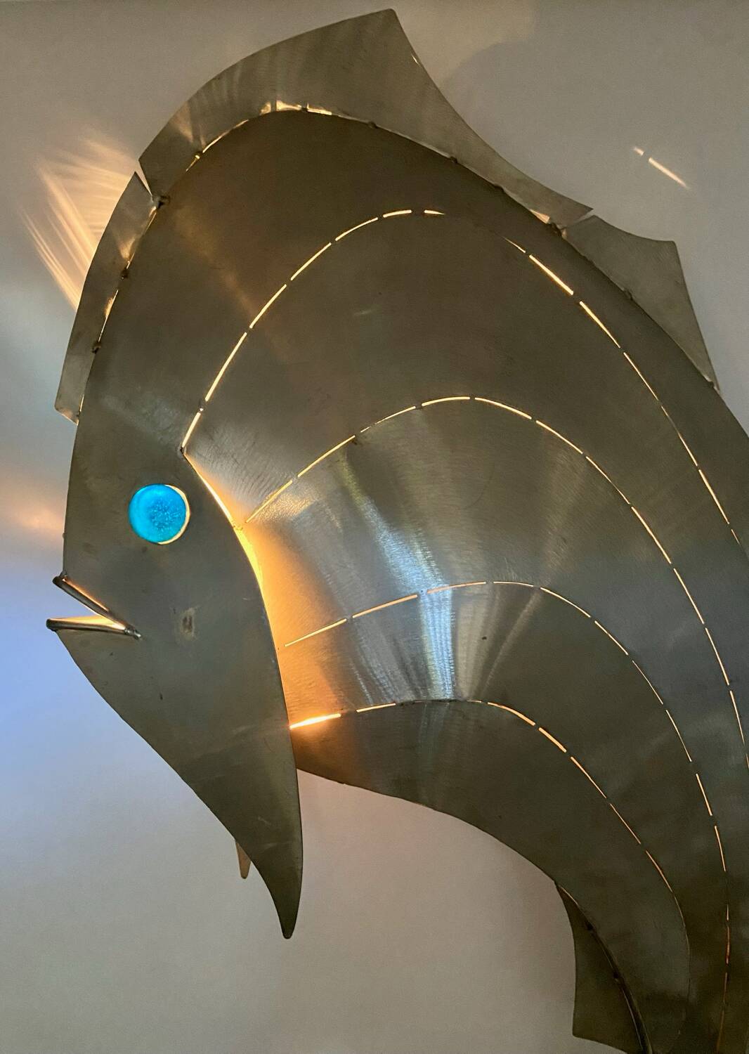 Fish in stainless steel Lighting object from Reinhard Stube