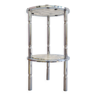 Chromed metal and marble side table, Italy, 1970s
