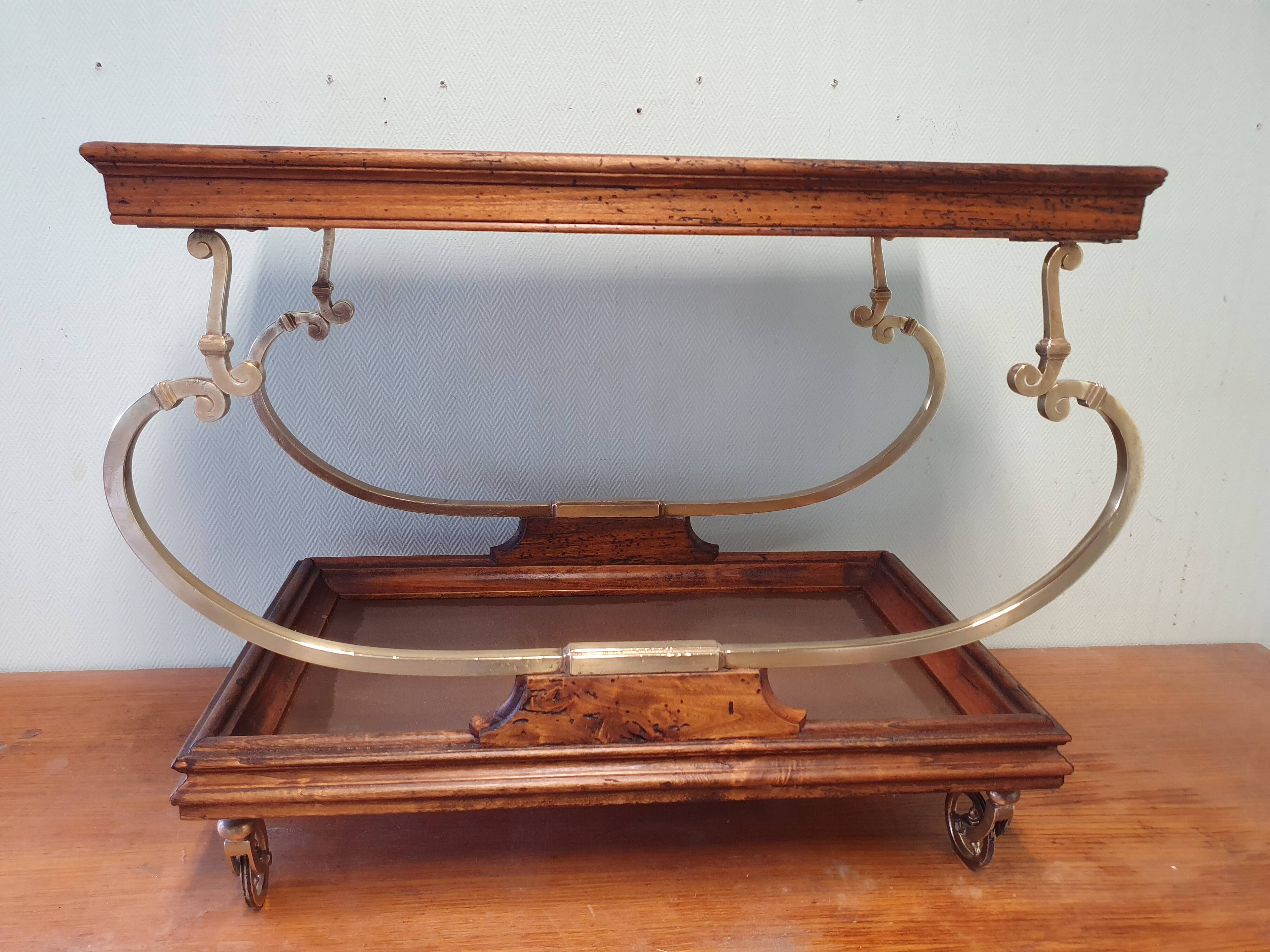Serving trolley, vintage copper and wood trolley