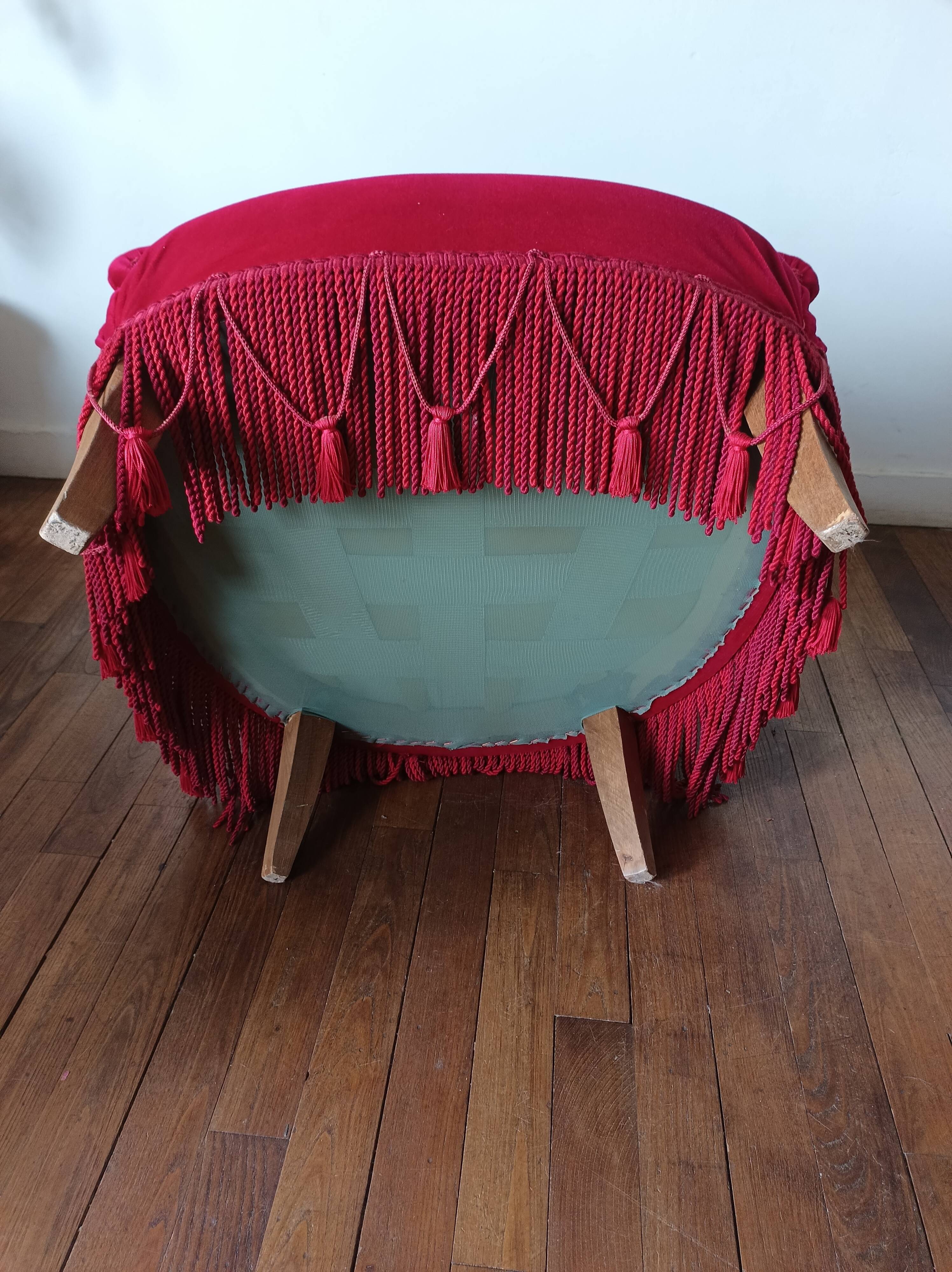 Lot de 2 fauteuils crapauds en velours rouge
