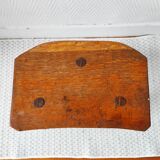 Pair of brutalist tripod stools in solid wood.