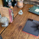 Old farmhouse table with turned legs