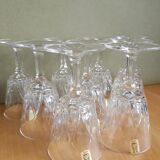 Set of 9 small glasses on foot Vmc Reims France vintage