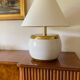 Monumental white ceramic and brass lamp base, italy 1970s