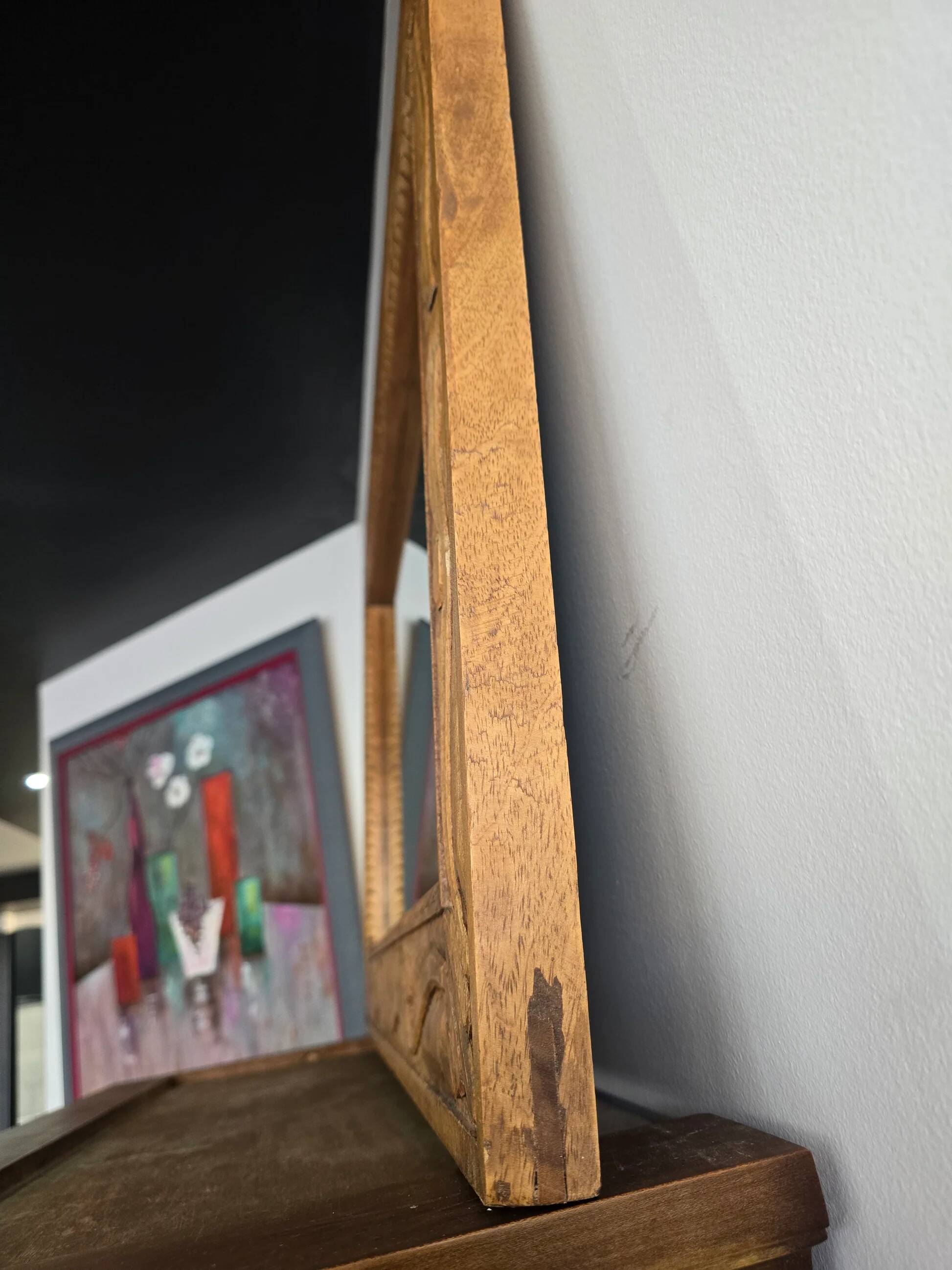 Large wall mirror in carved wood – handcrafted work