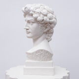 Head David in white plaster Roman Greek sculpture
