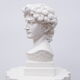 Head David in white plaster Roman Greek sculpture