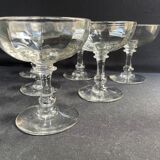 6 Champagne glasses in glass with Venetian ribs - XIXth