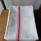 Set of 4 old embroidered tea towels in linen, monogrammed c