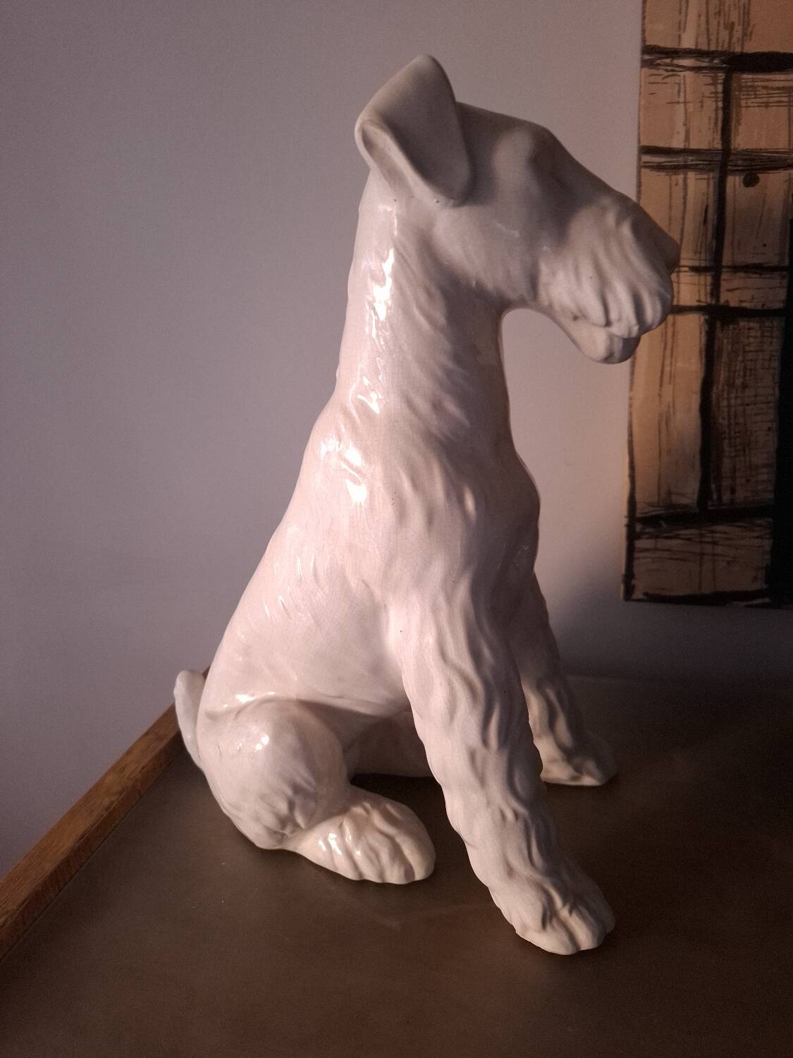 Fox Terrier Cracked Ceramic Dog