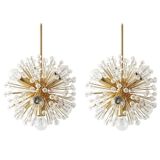 Two golden Sputnik ball chandeliers by Emil Stejnar, Austria, 1970s.