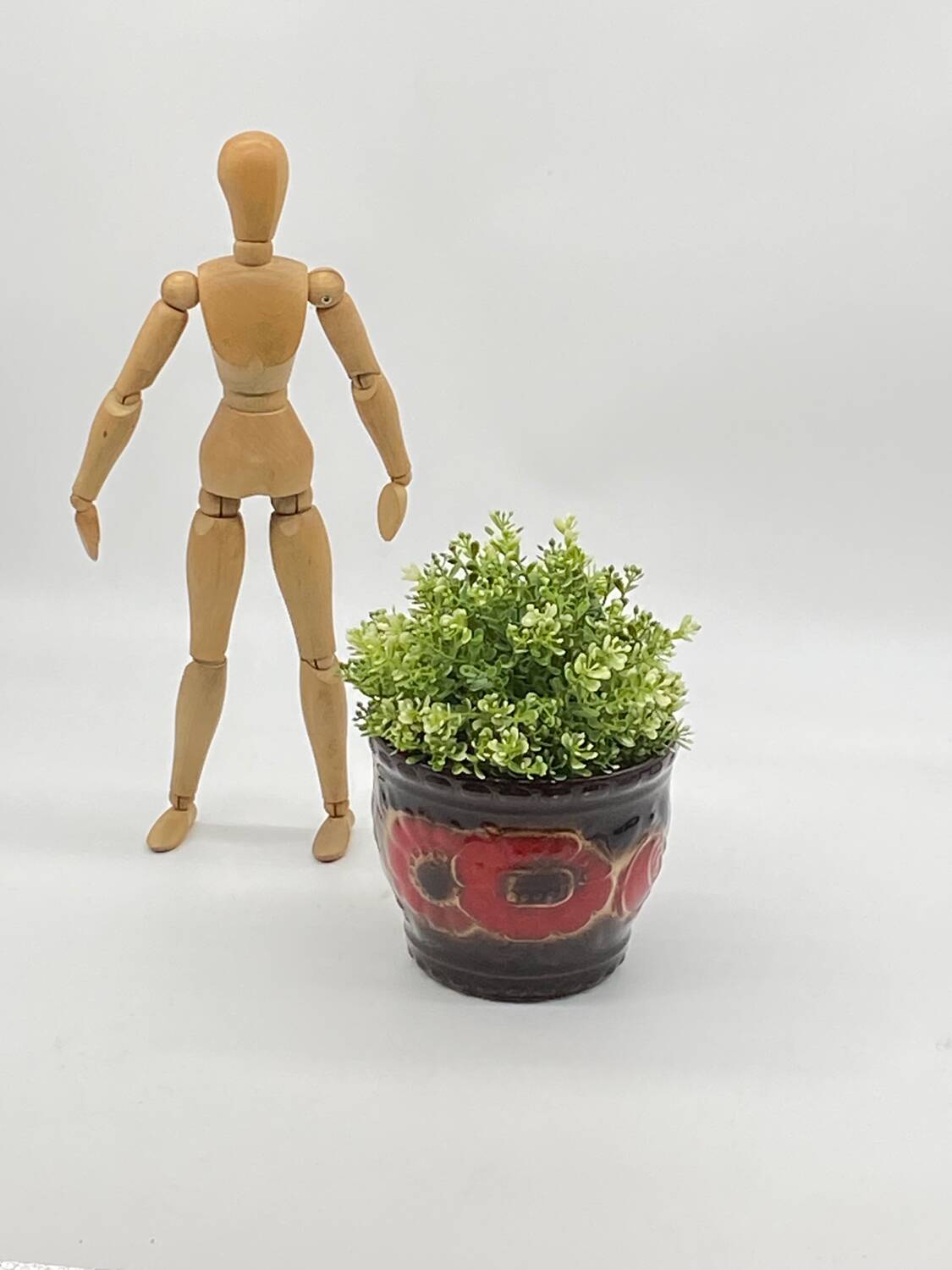 Cache pot céramique, vintage ,W. Germany, fleurs  rouges 🌹