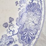 6 assiettes plates en terre de fer violette Sarreguemines U&C modèle géranium, XIXème siècle