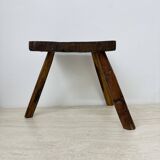 Brutalist solid wood side table , 1970s