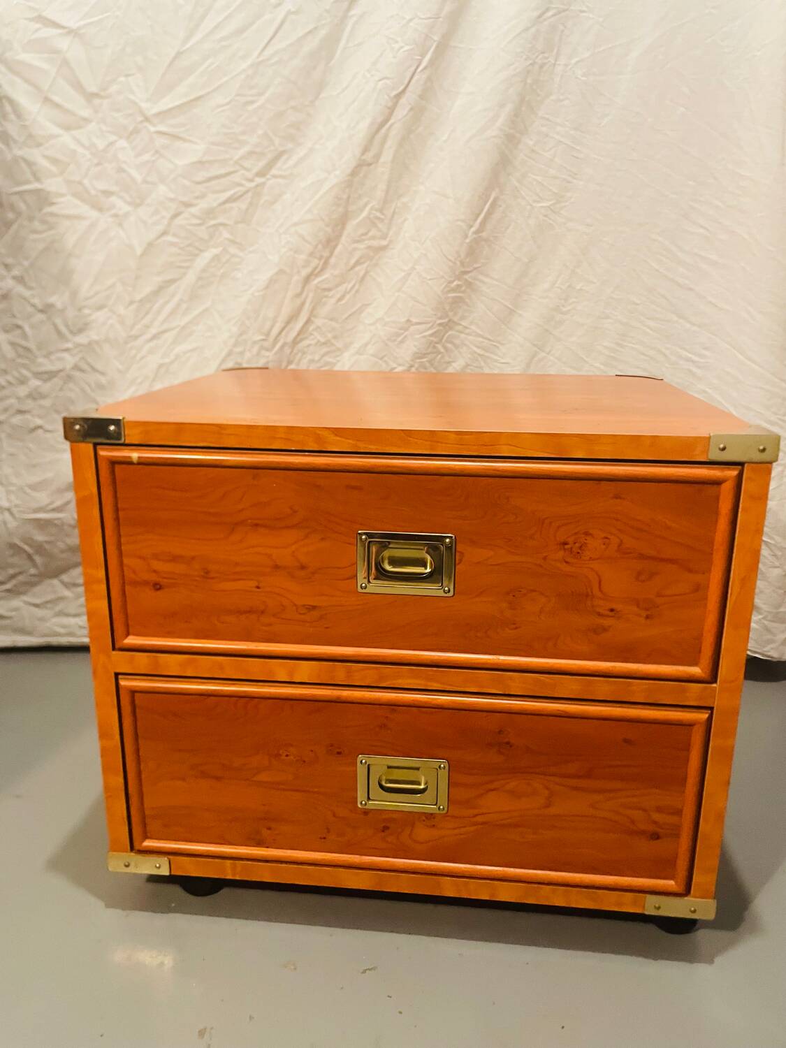 Gautier “Marine” bedside table in wood and brass, 1991
