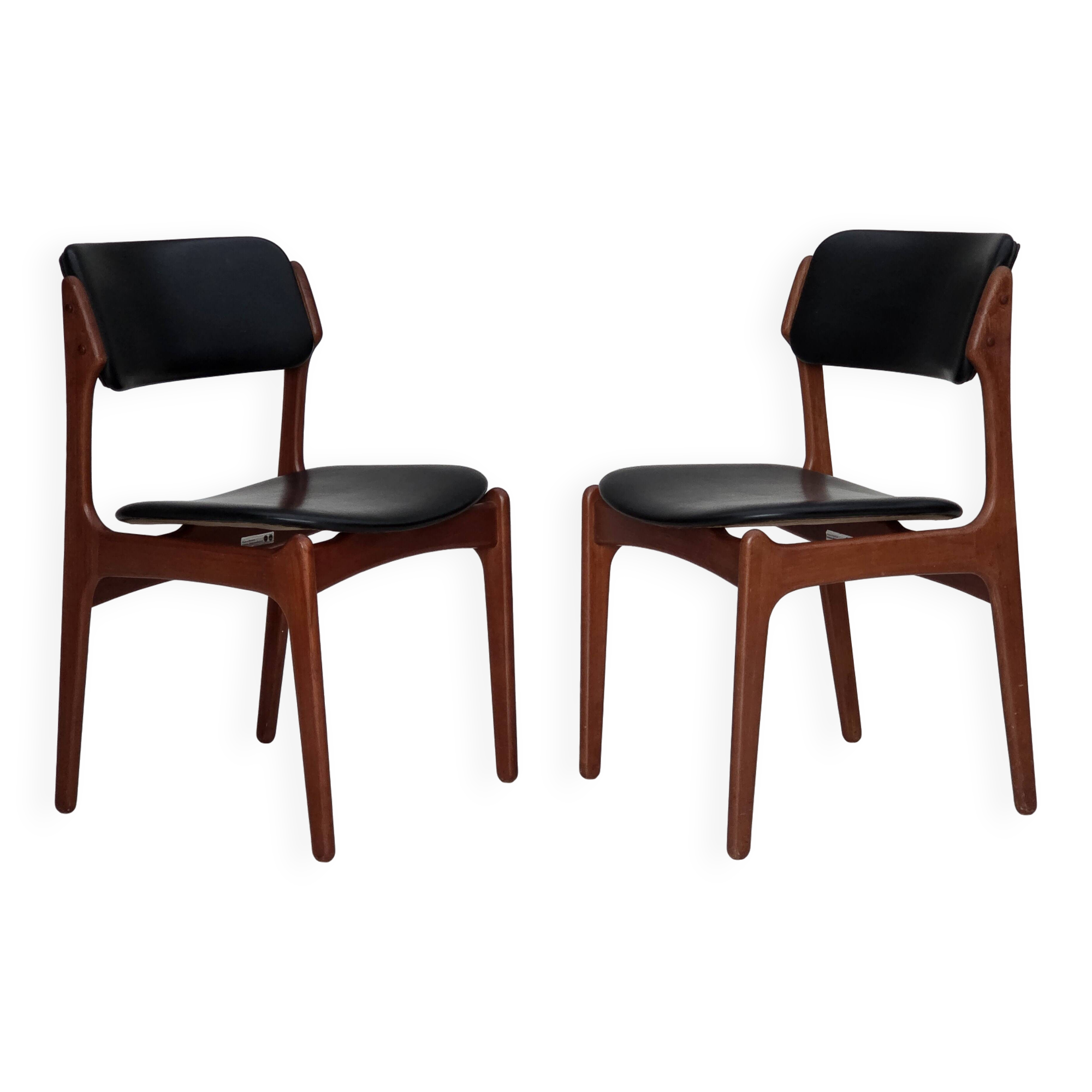 1960s, Danish design by Erik Buch, model 49, pair of chairs, teak wood.