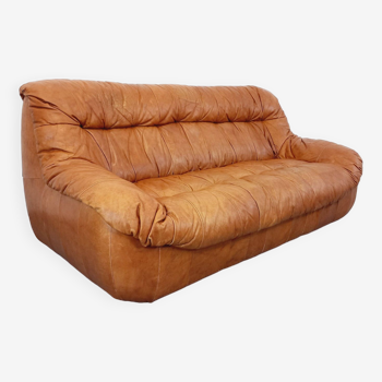 Vintage cognac leather sofa from the 70s