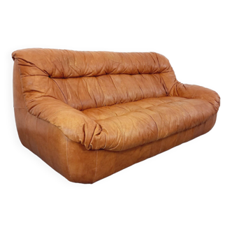 Vintage cognac leather sofa from the 70s