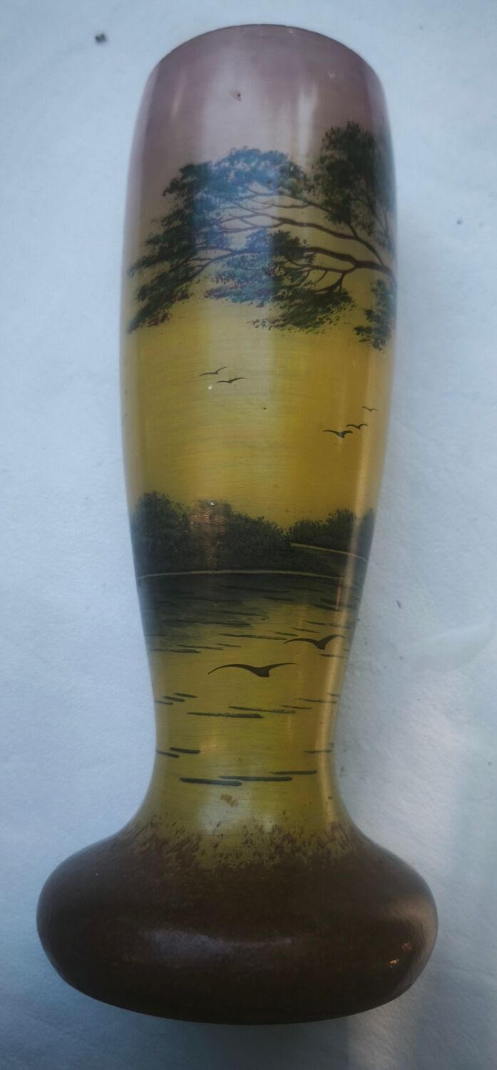 Vase with lake decoration signed Michel