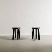 French Mid Century Black Wooden Ebonized Cabin Dining Set, 1950s