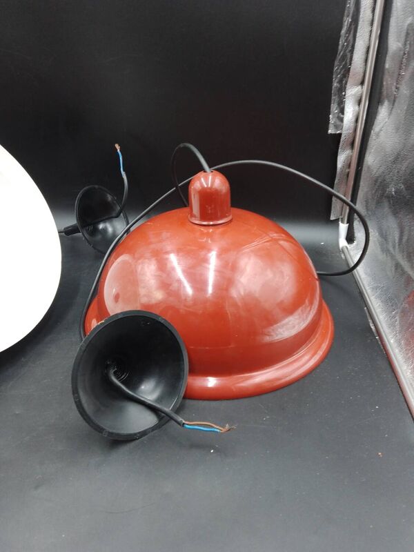 Rare x2 suspension lita design lampe industrielle  usine  tôle 1960/70 loft