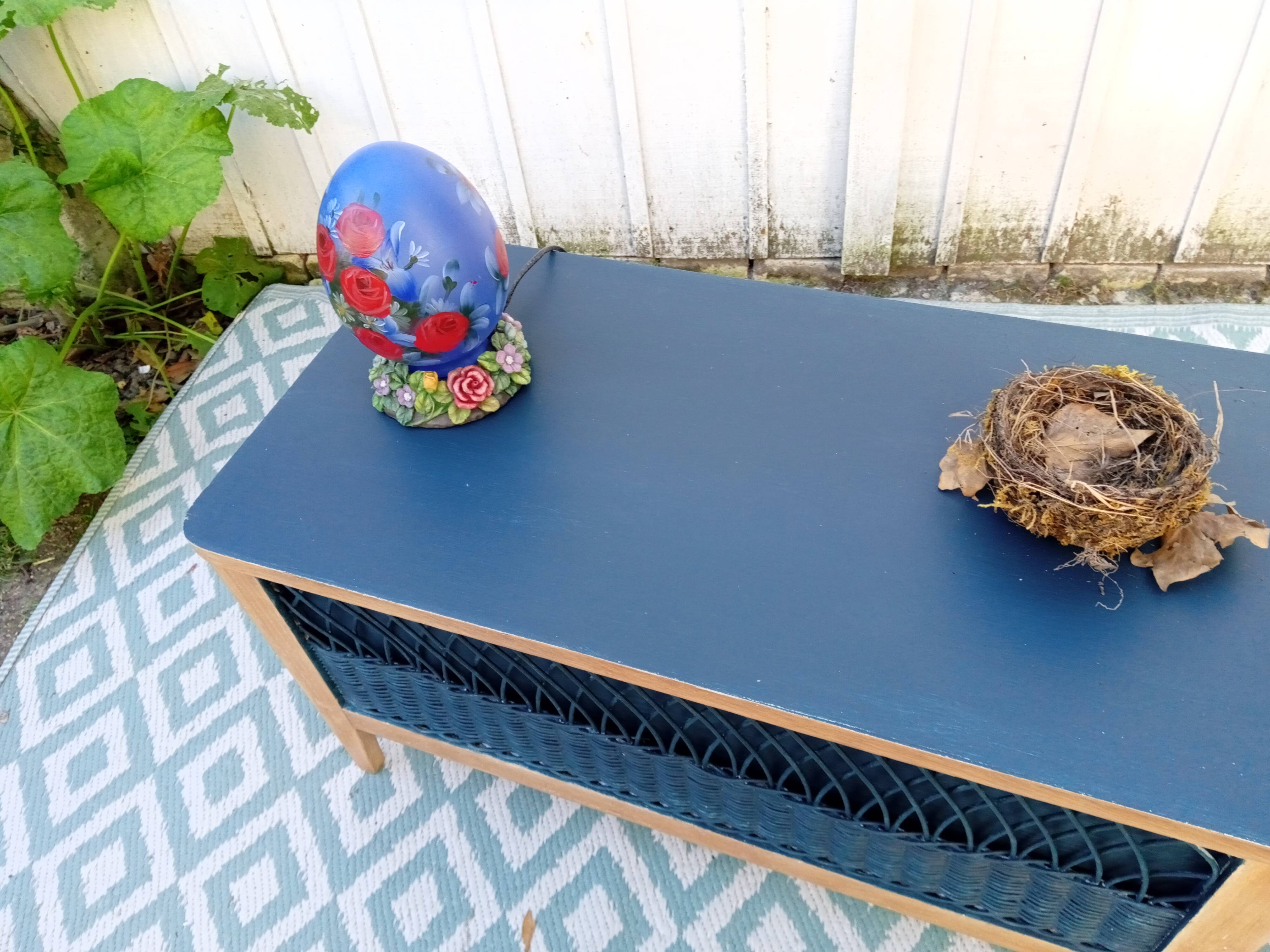Wood and rattan chest